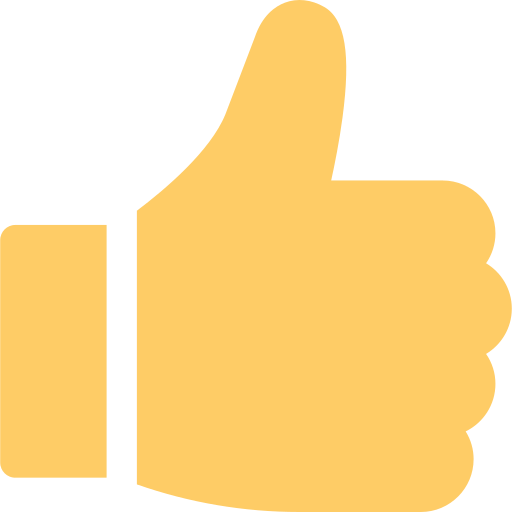 A large yellow thumbs-up icon on a light background, symbolizing approval or a positive gesture.