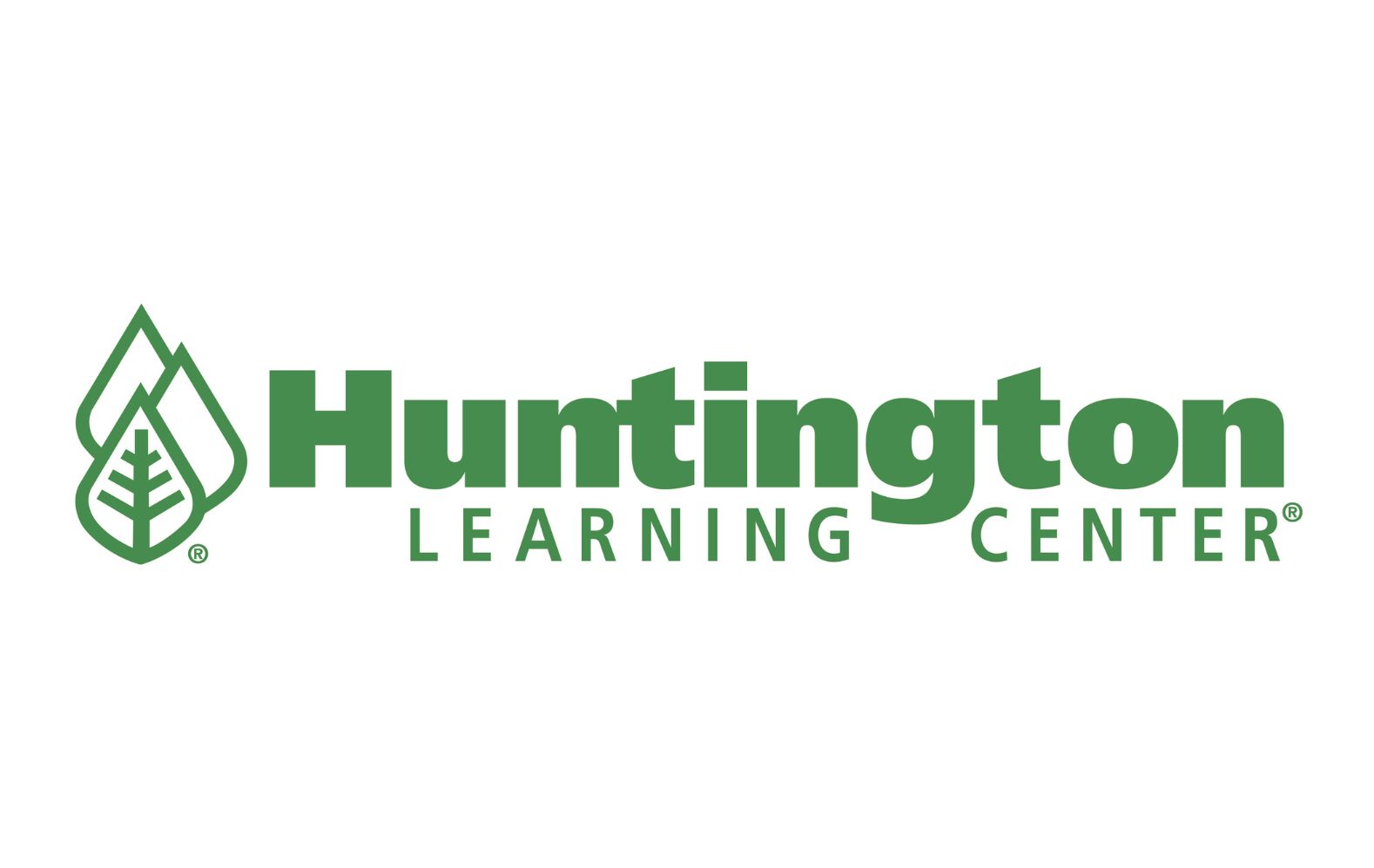 Huntington Learning Center logo with green text and a leaf graphic on the left.